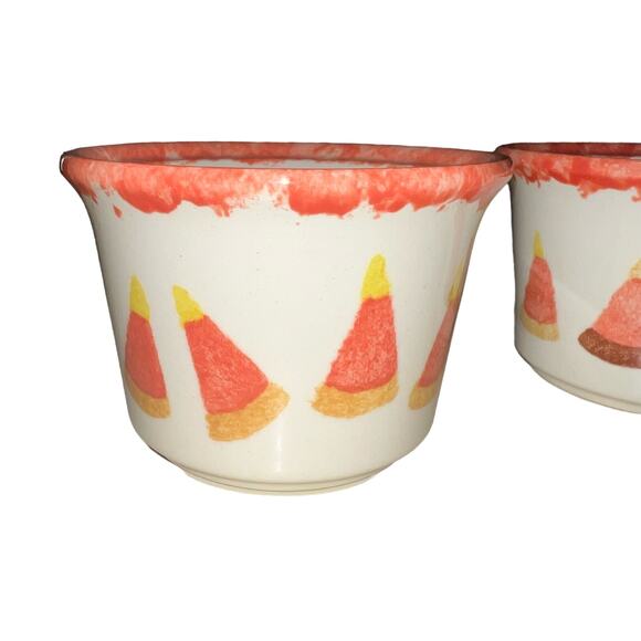 Candy Corn fall home decor set of  pottery bowls made in USA autumn - Picture 2 of 6